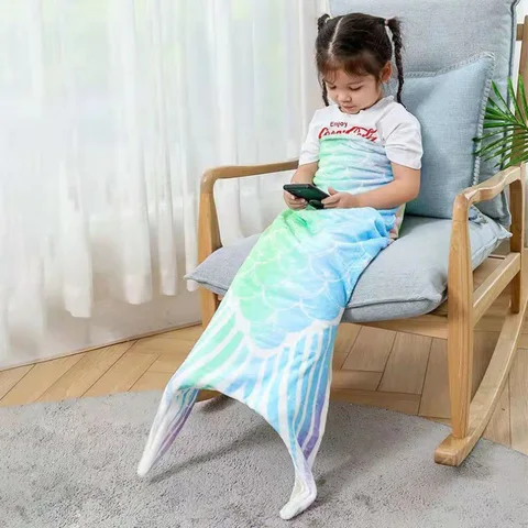 Фланелевое Одеяло с хвостом русалки, универсальный спальный мешок для взрослых и детей