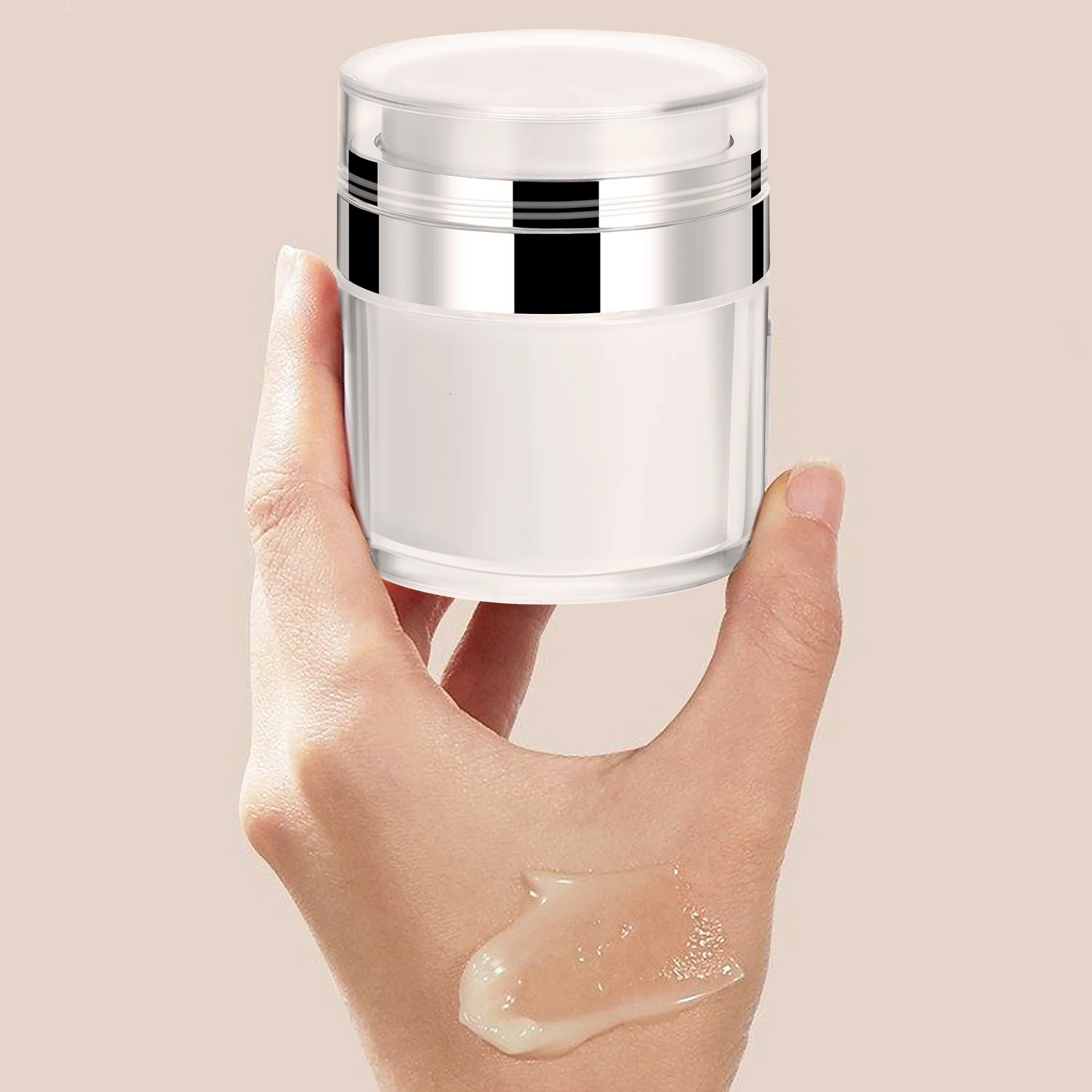 

4 Pcs Vacuum Cream Jar Hydrating Face Airless Pump Jars Lotions Creams Acrylic Container Travel Bottles Moisturizer