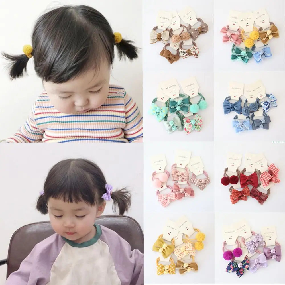 

10pcs Luxury Children Accessories Kids Girls Gum Flower Headdress Elastic Rubber Band Hair Rope Hair Ties Bows