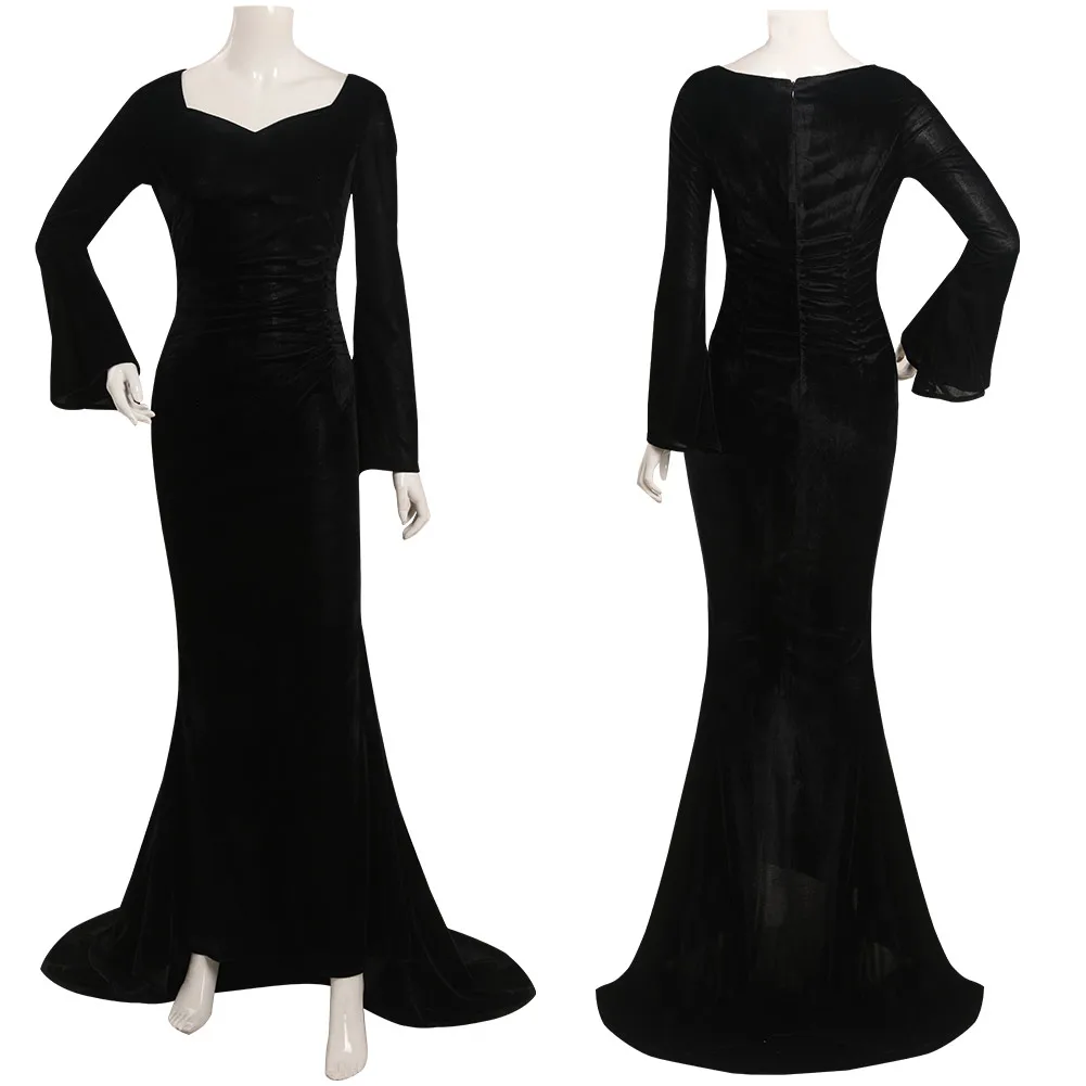 

Wednesday Morticia Addams Cosplay Costume Dress Outfits Halloween Carnival Suit