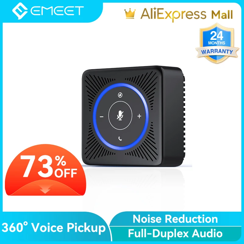 

USB Speakerphone Conference Calls EMEET M0 360° Voice Pickup Computer Speaker Built-in 4 AI Mics with Microphone for 4 People