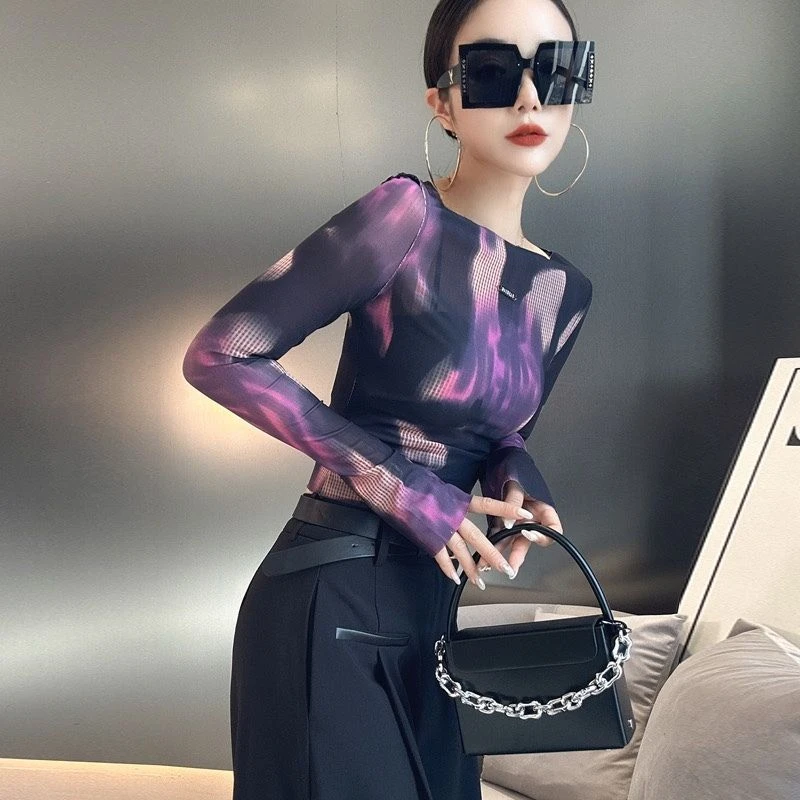 

Top for Women with Print Tshirt Crop Sexy Clothing Slim Woman T-shirt Simple Cheap Stylish Fitted 2023 Long Sleeve Cool Old Tee