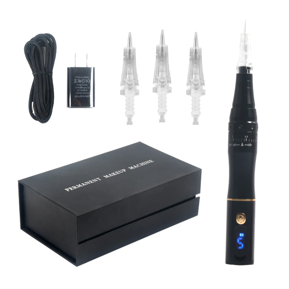 1 Kit Professional Wireless Battery Tattoo Machine Digital Rotary Tattoo Pen For Brow Liner Lips Tattoo Supplies