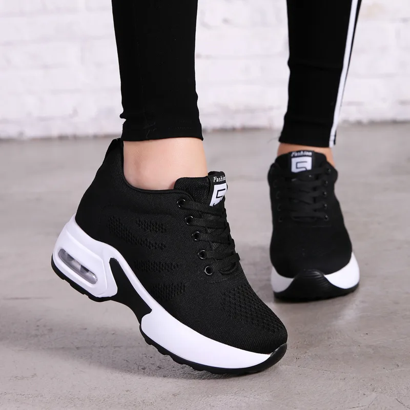 Women's Sneakers 2022 Fashion New  Mesh Breathable Wedges Running Mix Colors Platform Slip-On Female Sports Increasing Shoes