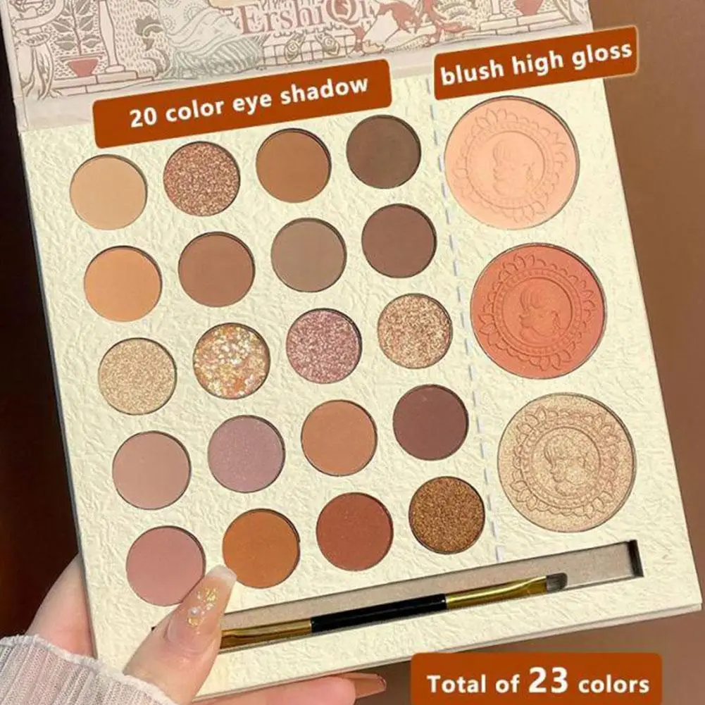 

23Colors Eye Shadow Palette With Brush Matte Pearly Eye Cosmetic Make Up Lasting Shiny Eyeshadow Pigments Pallete Makeup Se Y9A6