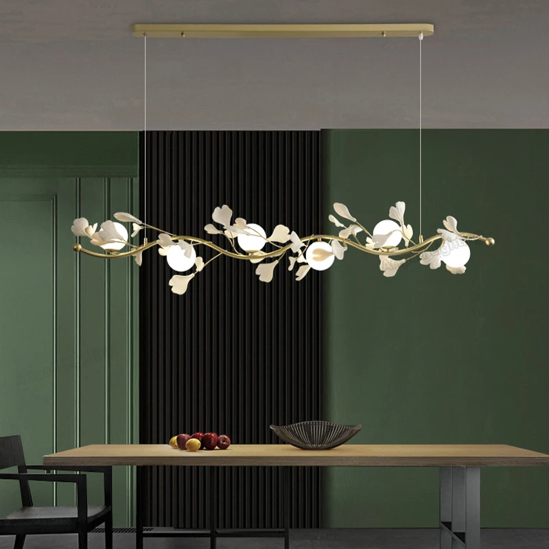 

Ginkgo LED Ceiling Chandeliers Modern Glass Bedroom Dining Living Room Pendant Lamp Creative Hanging Light Lustre Room Decor