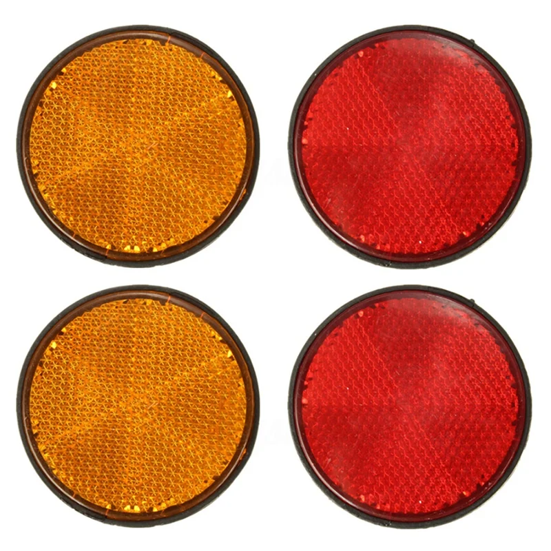 

New4pcs 2Inch Round Red And Orange Reflectors Universal For Motorcycle ATV Bike Dirt Bike