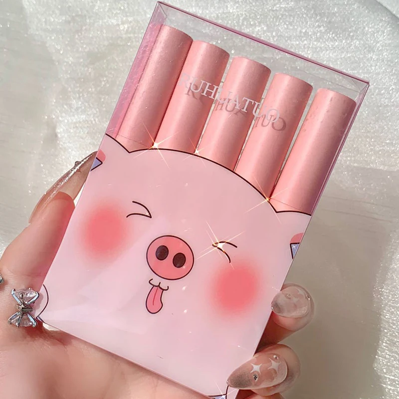 

5pcs Ruhuatuo Lip Glaze Set Velvet Matte Liquid Lipstick Student Non-fading Lip Gloss Light And Soft Lip Mud Moisturizing Lips