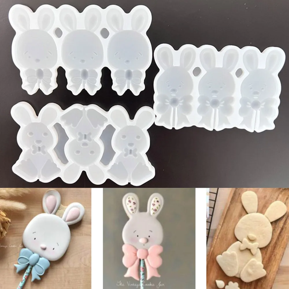 

Rabbit Easter Bunny DIY Lollipop Silicone Mold Chocolate Candy Moulds Birthday Cake Accessorie Decorating Kitchen Tool Model