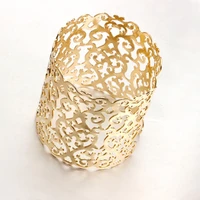 1 pc fashion big hollow open punk bangle flower heart cuff bracelet gold for girls female gift hand jewelry accessories