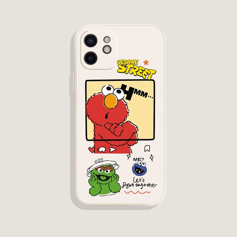 Милый мягкий белый чехол для телефона из ТПУ Улица Сезам iPhone 11 12 Pro max 13 14promax XS Max XR 7