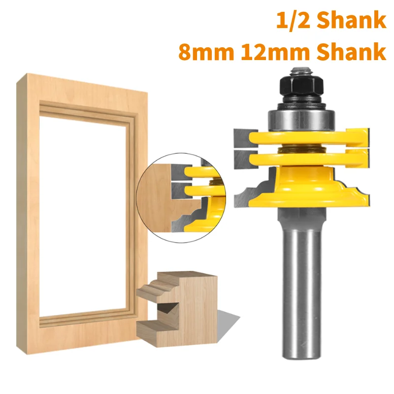 

1PC Glass Door Rail & Stile Reversible Bit Router Bit Woodworking Milling Cutter For Wood Bit Face Mill End Mill