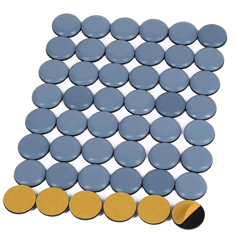 

48Pcs 25mm Furniture Glides Self Adhesive Chair Leg PTFE Sliders for Furniture Easy Movers (Round)