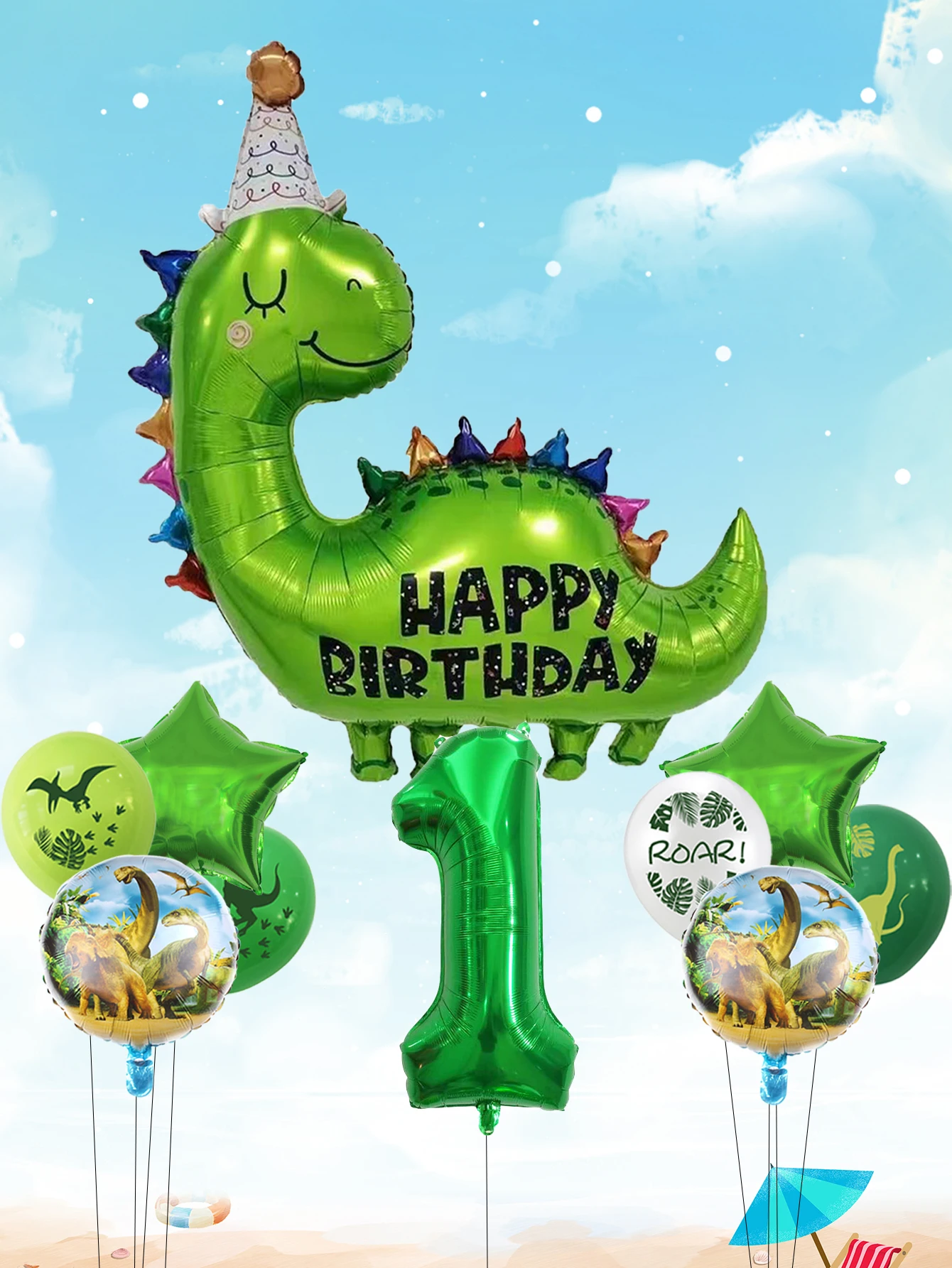 

Набор фольгированных шаров "День рождения" с динозаврами EACH PARTY