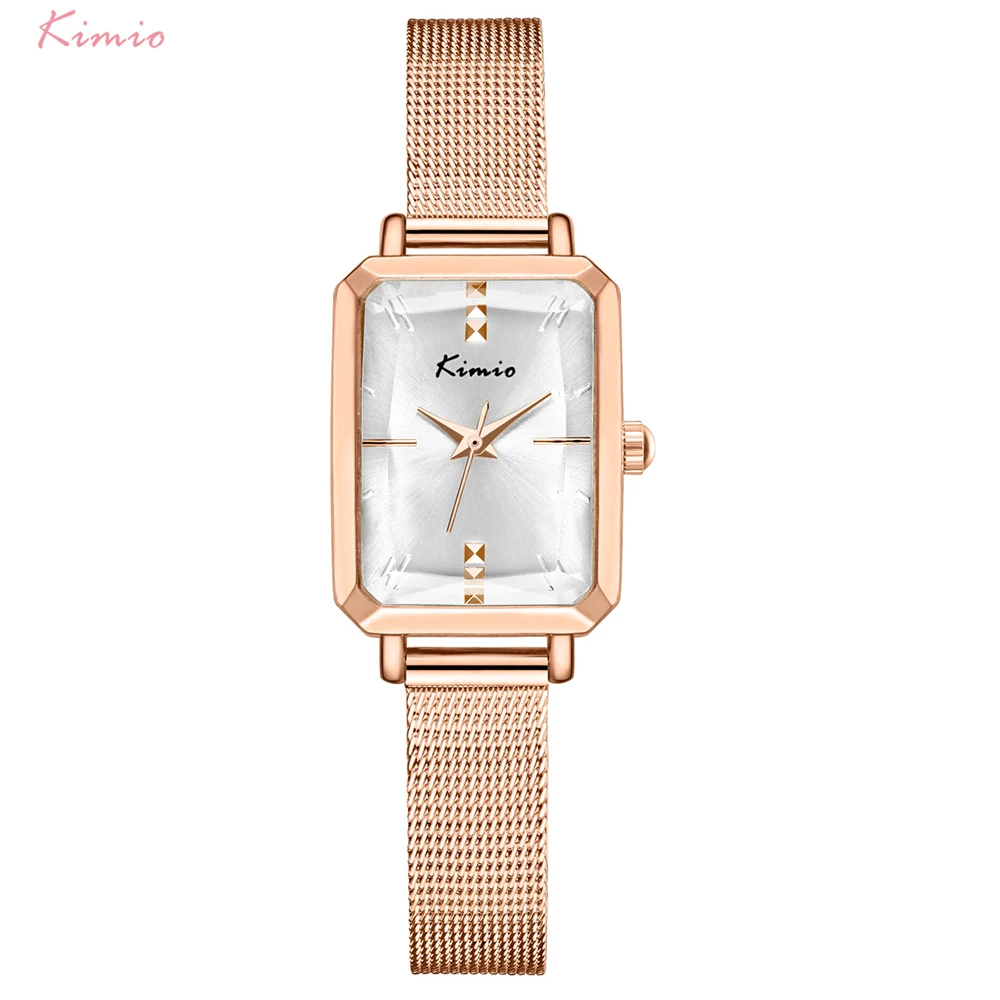 

Kimio Women Quartz Watch Stainless Steel Mesh Belt Watches Classic Square Waterproof Wristwatch Ladies Business Watch Reloj