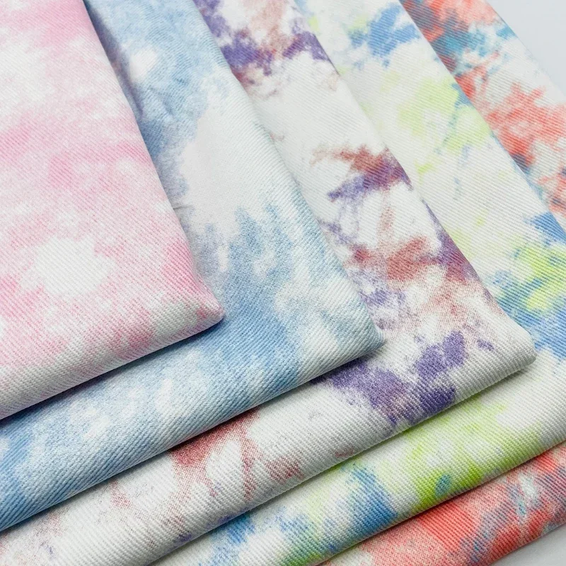 Двухцветная джинсовая ткань с принтом тай-дай пальто брюки рубашка сумка дизайн