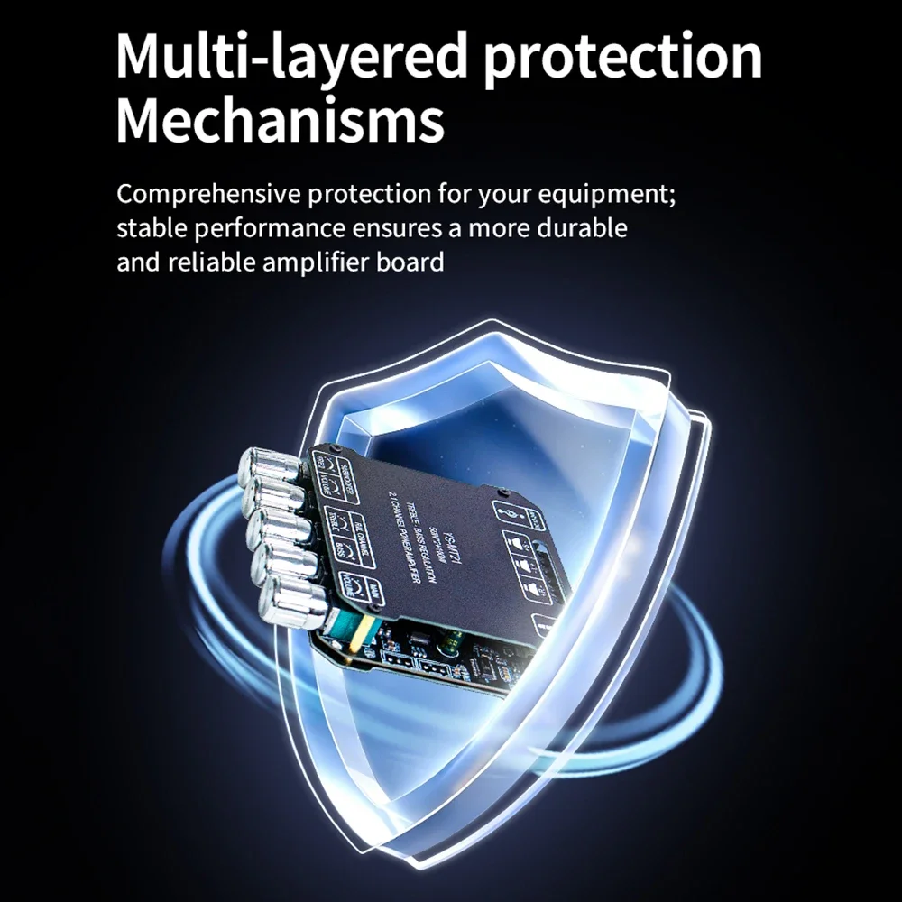 Фото Bluetooth-совместимая плата усилителя YS-MT21, 2.1-канальный усилитель мощности 50Втx2+100Вт для сабвуфера, Hi-Fi аудио, USB, AUX, DIY усилитель для колонок №2