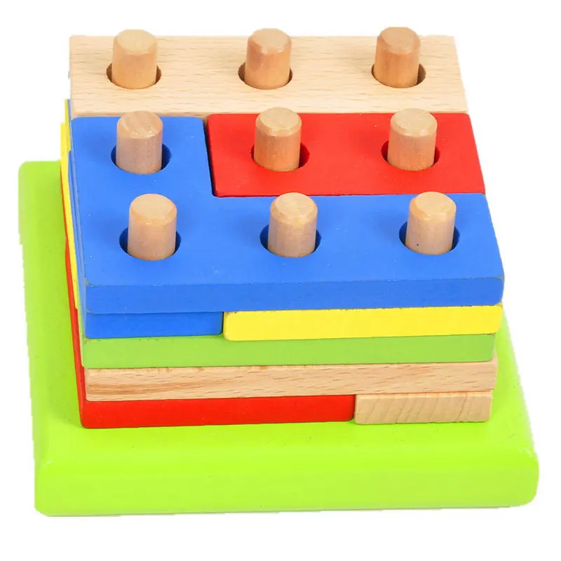 

Kids Classic Wooden Jigsaw Toys Intelligence Geometry Assembling Building Blocks Montessori Baby Educational Shape Matching Game