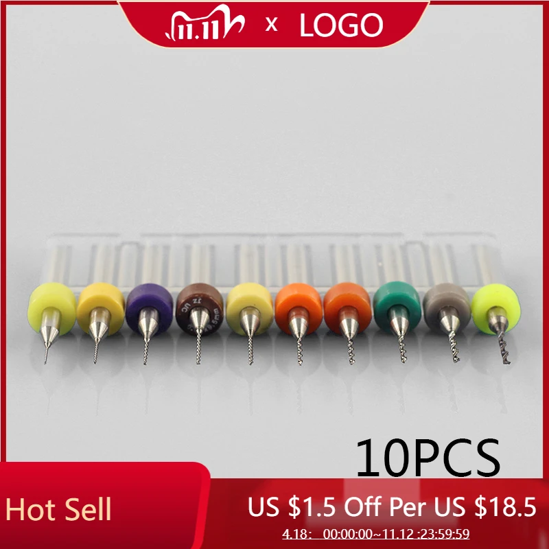 

10Pcs PCB Print Circuit Board Carbide Micro Drill Bits Tool 0.3mm to 1.2 mm