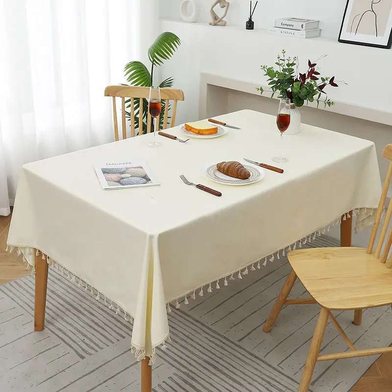 

Cotton and linen pure color waterproof and oil disposable table cloth rectangle_Jes3569