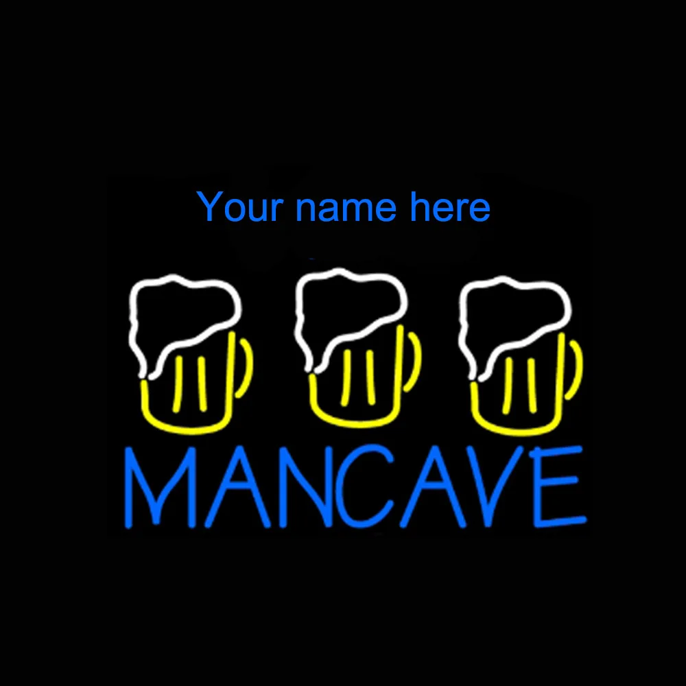 

Man Cave Beer Mugs Cup Neon Sign Light Custom Handmade Real Glass Tube Bar KTV Store Shop Advertise Wall Decor Display 24"X20"