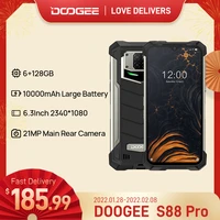 doogee ip68ip69k s88 pro android 10 os rugged phone 10000mah big battery quick changing helio p70 octa core 6gb ram 128gb rom