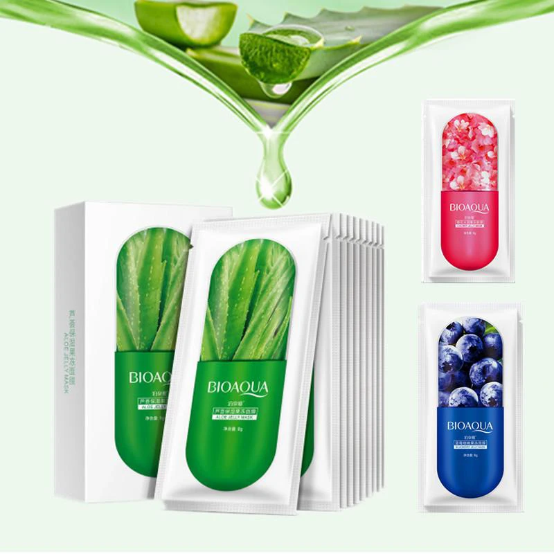 

2022 New HOT Skin Care Aloe Vera Mask Plant Jelly Sleep Facial Mask Sakura Moisturizing Plant Wrapped Mask Face Mask