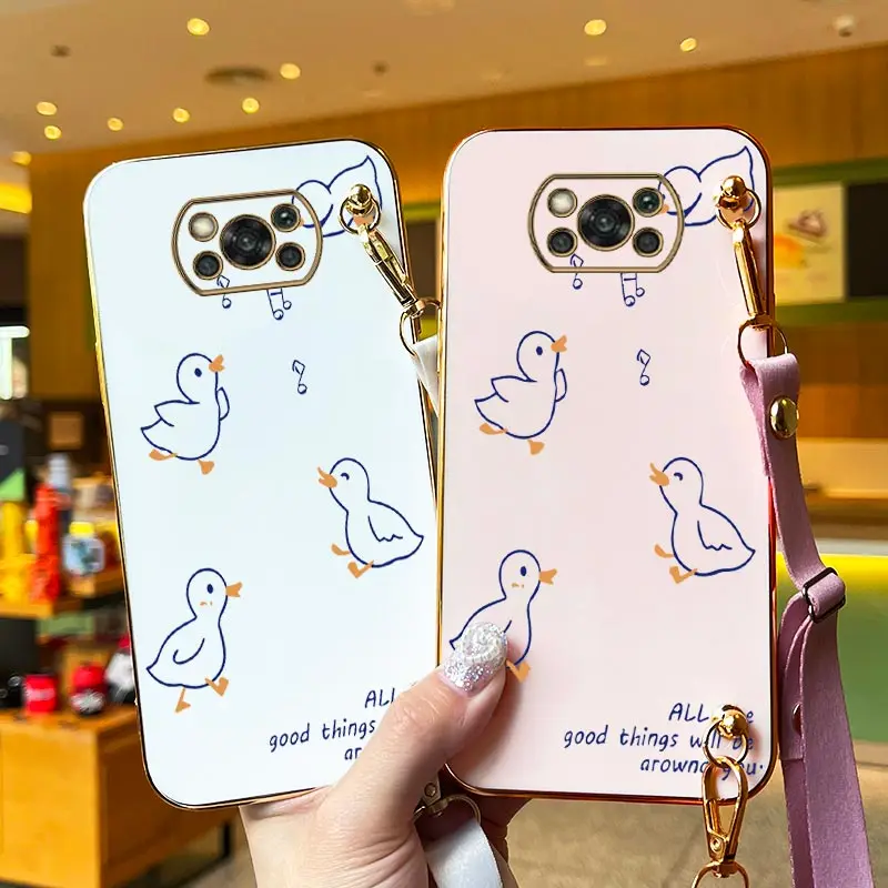 Чехол для телефона с ремешком Singing Duck Xiaomi POCO X3 X5 X65 X4GT X3GT X4Pro X4NFC X5Pro M4Pro M5 M4 F5Pro F5 F4 F4GT
