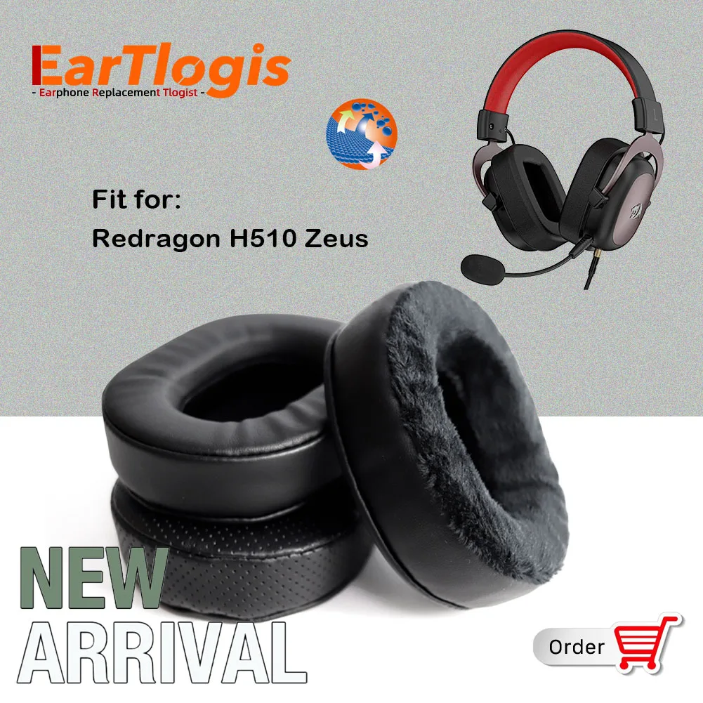 

EarTlogis Replacement Ear pads for Redragon H510 Zeus Headphones Velvet Thicken Leather Sleeve Earphone Memory Foam Earmuff
