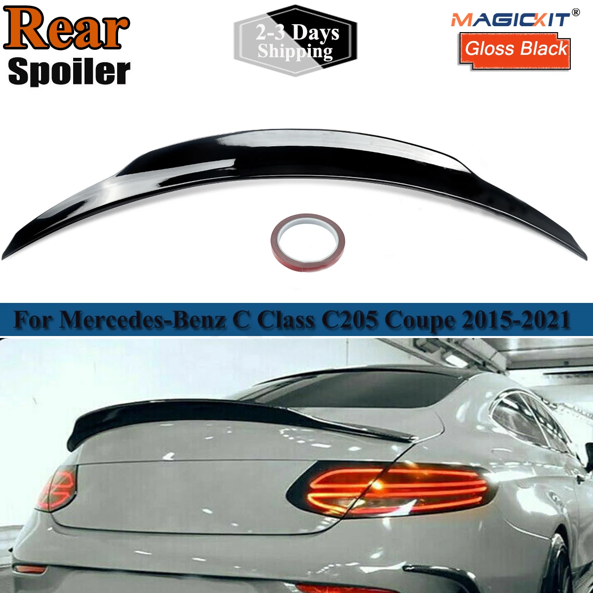 

Highkick Trunk Spoiler For Mercedes For Benz W205 C205 Coupe 2Doors 2015-2018 Rear Boot Lip Roof Wing