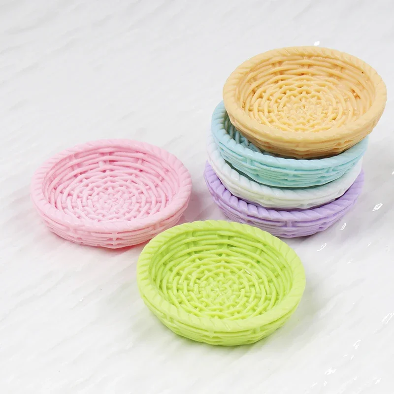 Фото 6 шт. DIY аксессуары из смолы, детские подарки, кукольный домик ручной работы, имитация корзины с фруктами, обеденная тарелка, корзина для овощей №1
