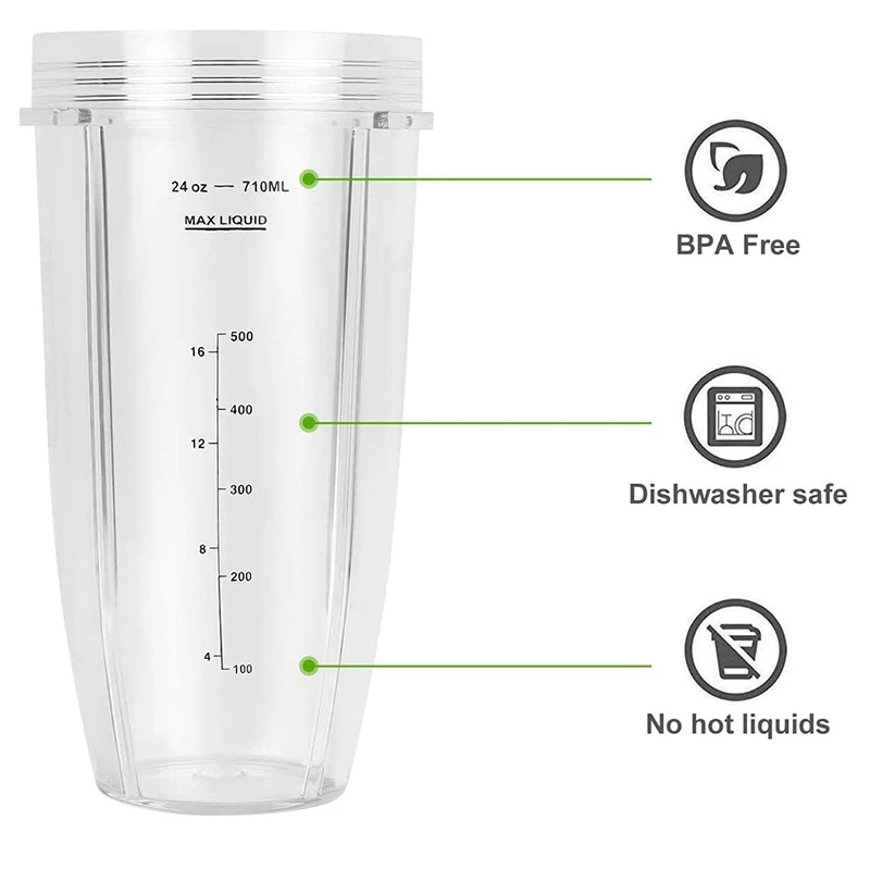 2 упаковки сменная чашка 24 унции с крышкой носиком для блендеров Nutri Ninja Auto IQ Series