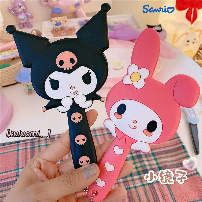 

Sanrio аниме My Melody Kuromi мягкое зеркало для девушек портативное косметическое зеркало Силиконовая ручка зеркало подарок кавайная игрушка Детск...
