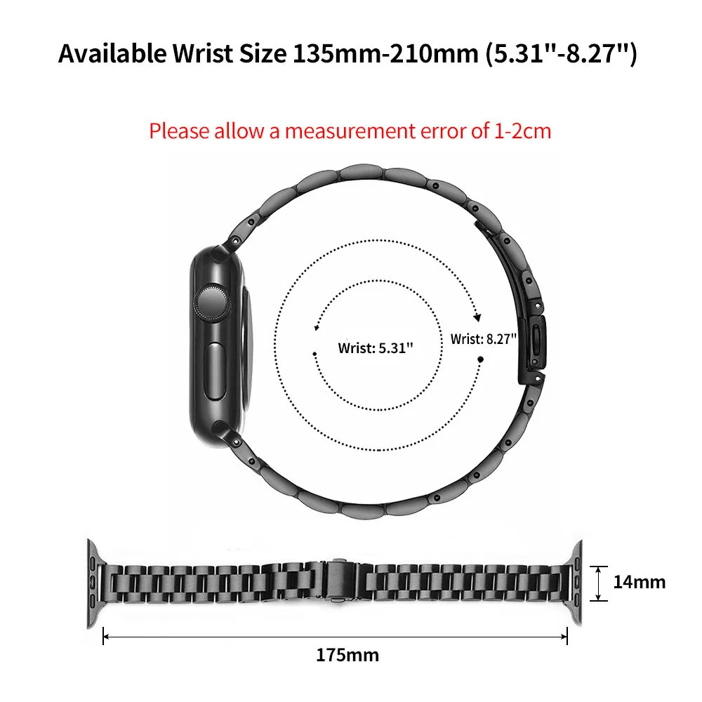 Ремешок из нержавеющей стали для Apple Watch Band 45 мм 41 мм 3842 мм 3 7 SE, металлический звеньевой браслет для IWatch Series 6 5 4 40 мм 44 мм (art.: 3920bc50643ce) - 3920bc50643ce