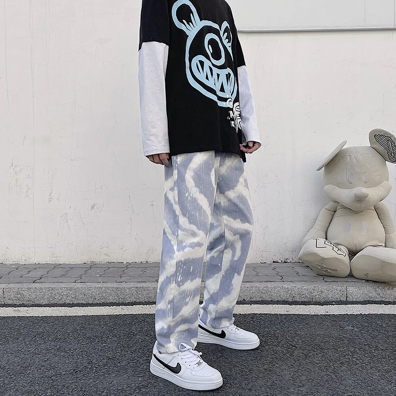 Men's Straight Tube Loose Elastic Waist Drawstring Pants Colored Street Clothes Daily Trousers Korean Street Clothes