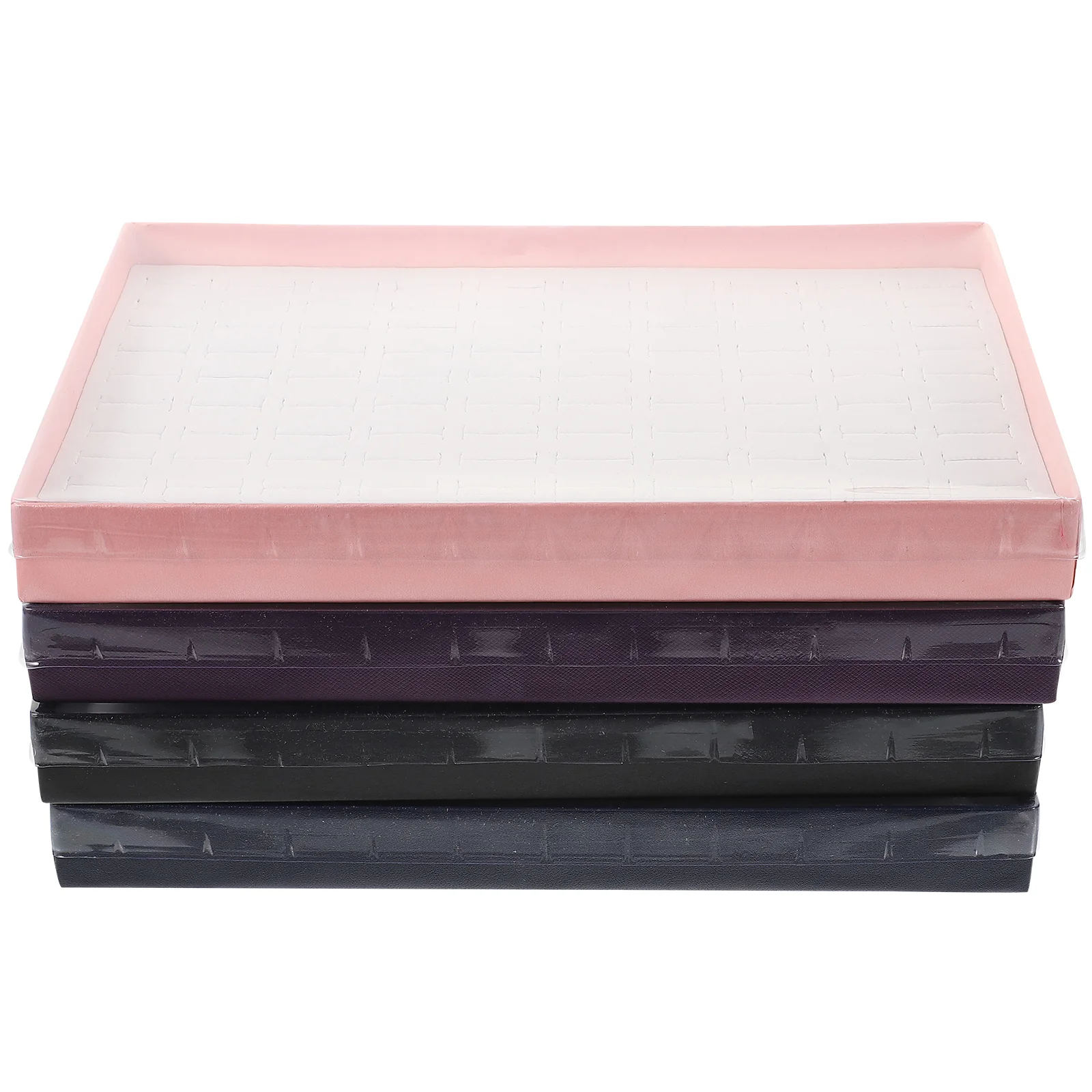 

4 Pcs Simple Jewelry Tray Hoop Earring Box Inserts Holder Display Stand Sponge Paper Drawer Organizer Travel