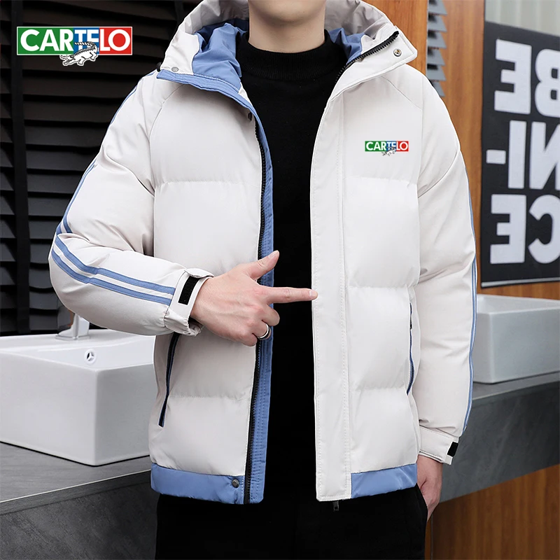 cartelo brand 2022 winter new men's cotton-padded jacket casual hooded thick down cotton jacket bread clothes keep warm