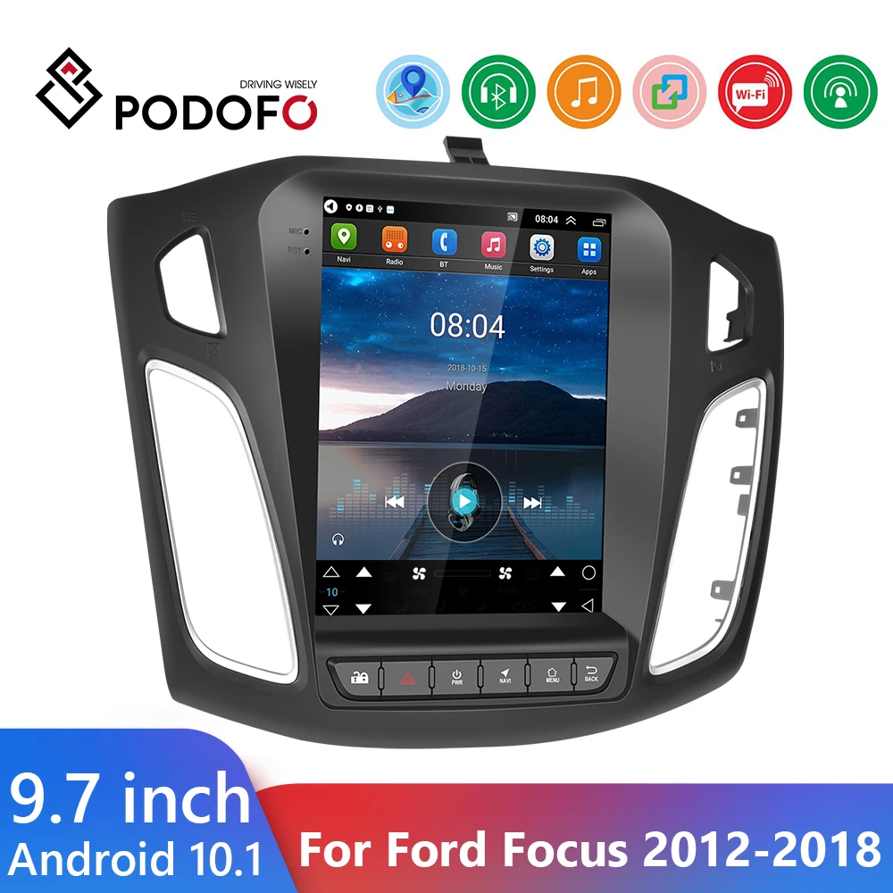 

Автомагнитола Podofo, 2 DIn, Android, для Ford Focus 2012-2018, 9,7 дюйма, GPS-навигация, Wi-Fi, мультимедийный видеоплеер MP5