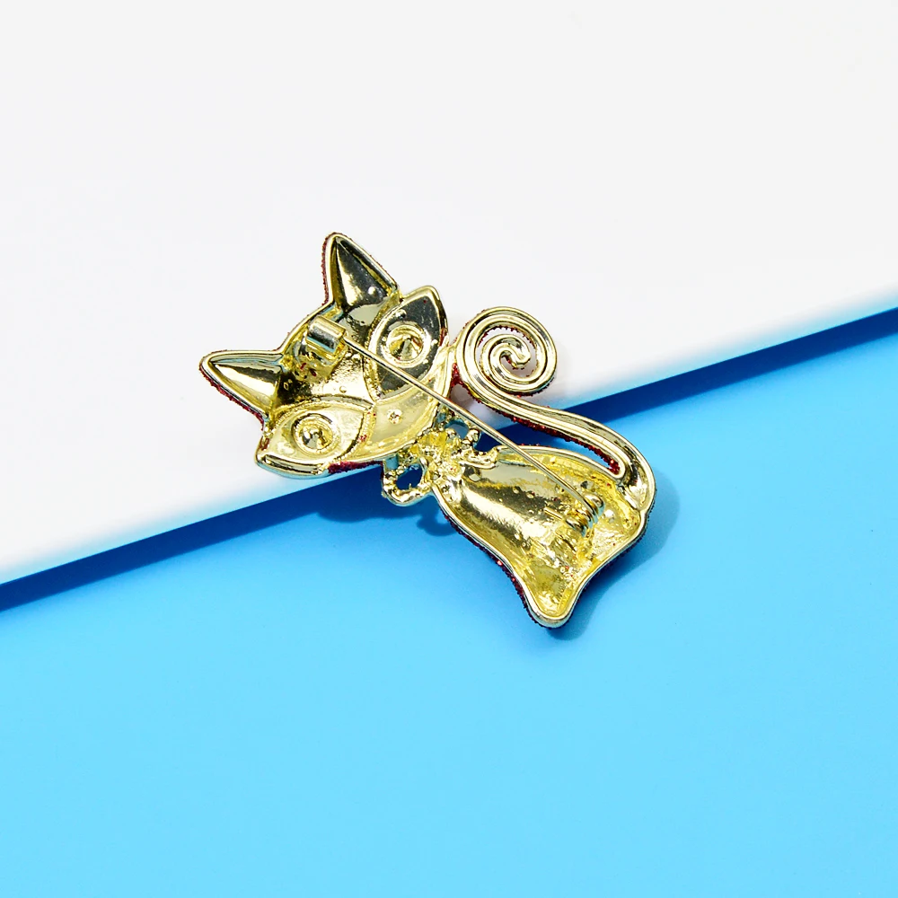 CINDY XIANGenamel Милая брошь в виде кота красного цвета Модная с животными большой глаз