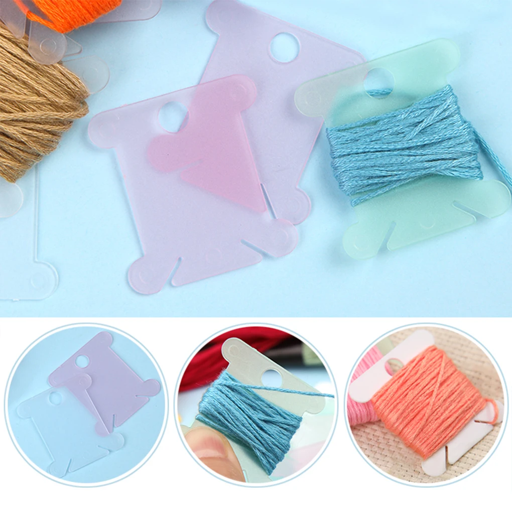 

1000 Pieces Bobbin Winder Plastic Embroidery Thread Organizer Transparent Frosted Assorted Color DIY for Tailoring
