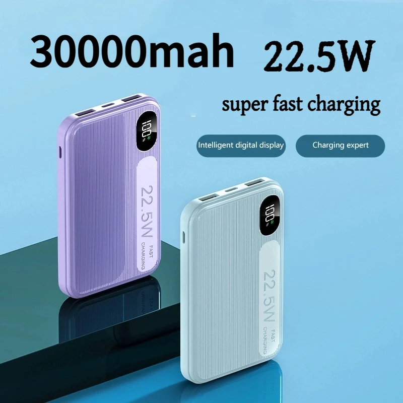 Фото 30000 мАч Power Bank Super 22,5 Вт, аккумулятор для быстрой зарядки, цифровой дисплей большой емкости для iPhone, Samsung, Huawei, Xiaomi 2026 №4
