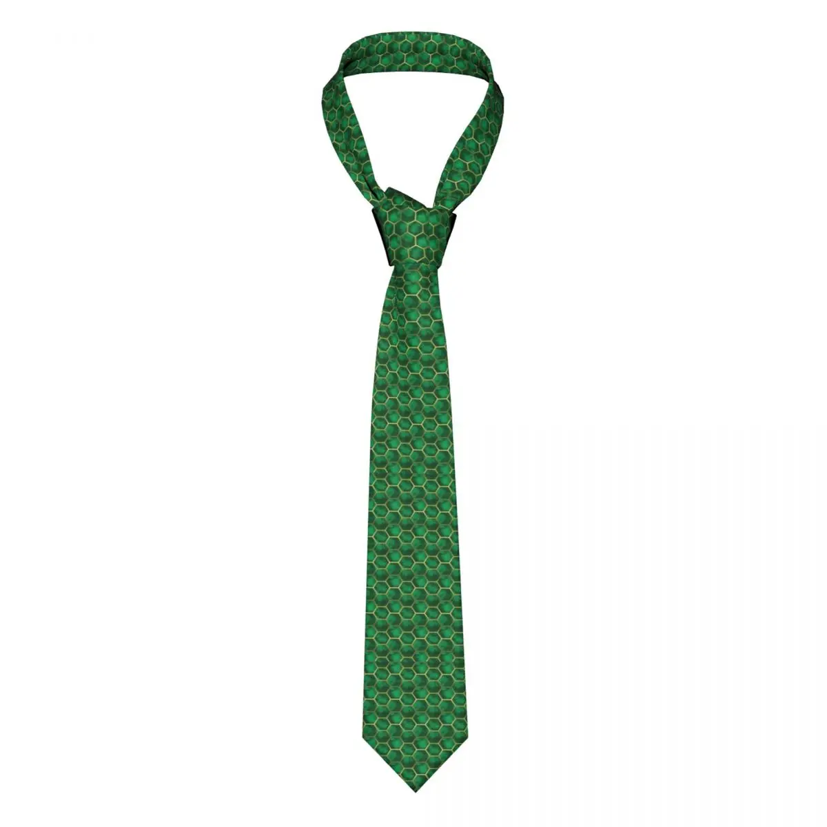 

Green Metallic Print Tie Gold Honeycomb Pattern Business 8CM Neck Ties For Man Gift Shirt Printed Cravat