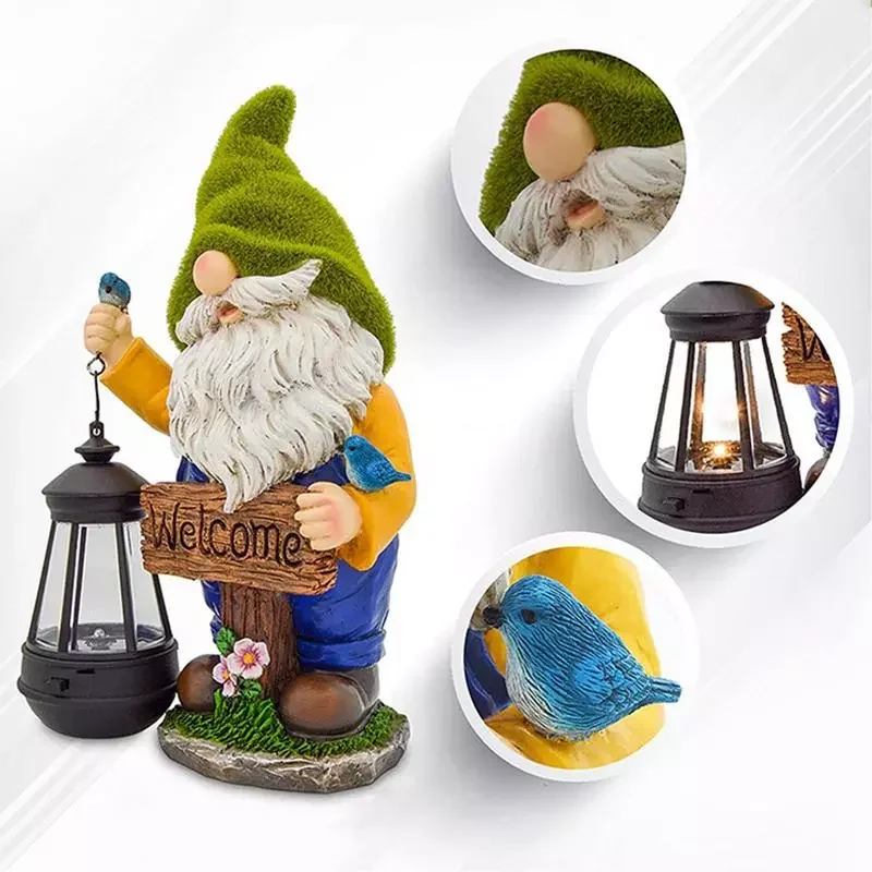 

Garden Gnome Statue Lighted Garden Figurines Solar Powered Outdoor Patio Lawn Gardening Decorative Lights For Fences Walkway