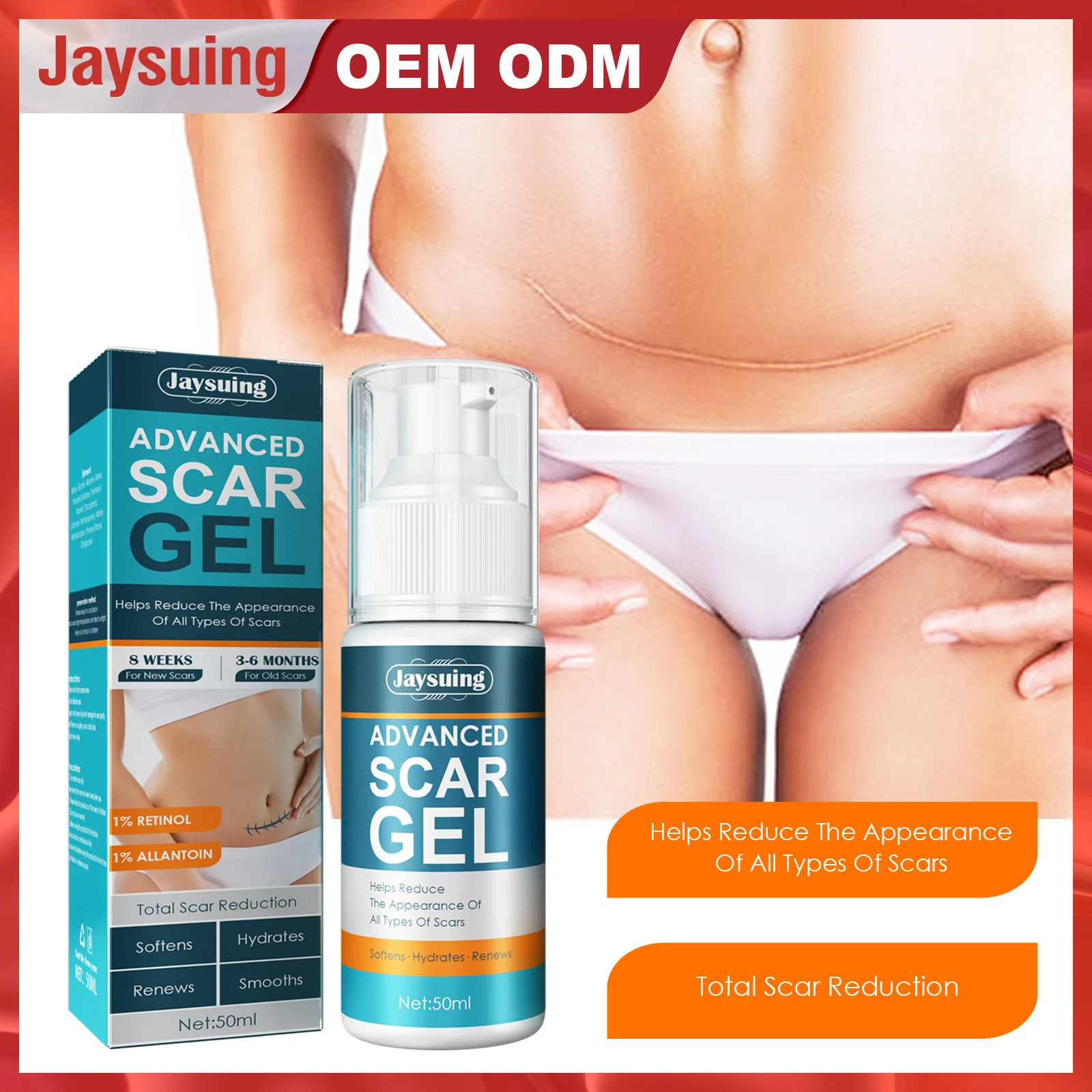 

Jaysuing Acne Scar Removal Cream Fades Acne Marks Burns and Scalds Old Wound Scar Repair Gel Smoothing Whitening Body Skin Care