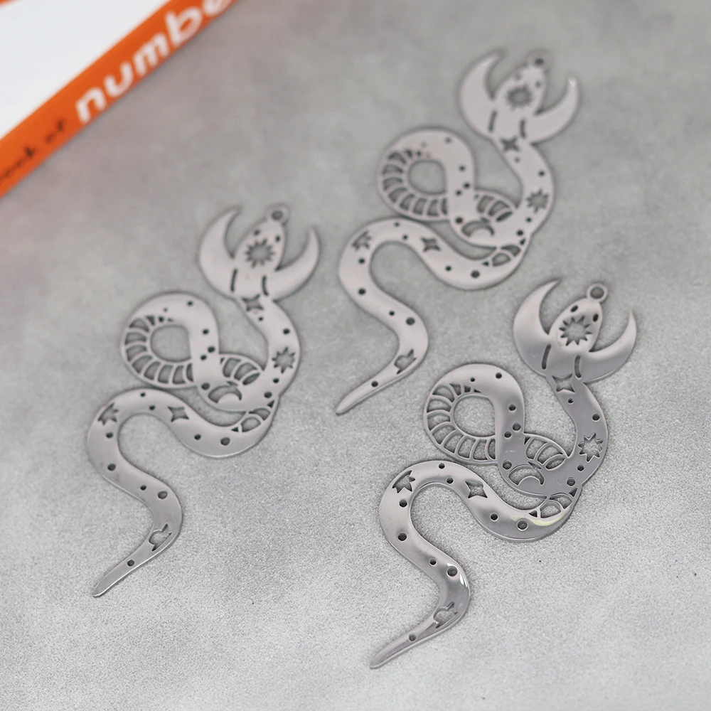 

3pcs/Lot Stainless Steel Crescent Moon Snake Accessories Findings For Fashion Jewelry Making DIY Handmade Craft Gift