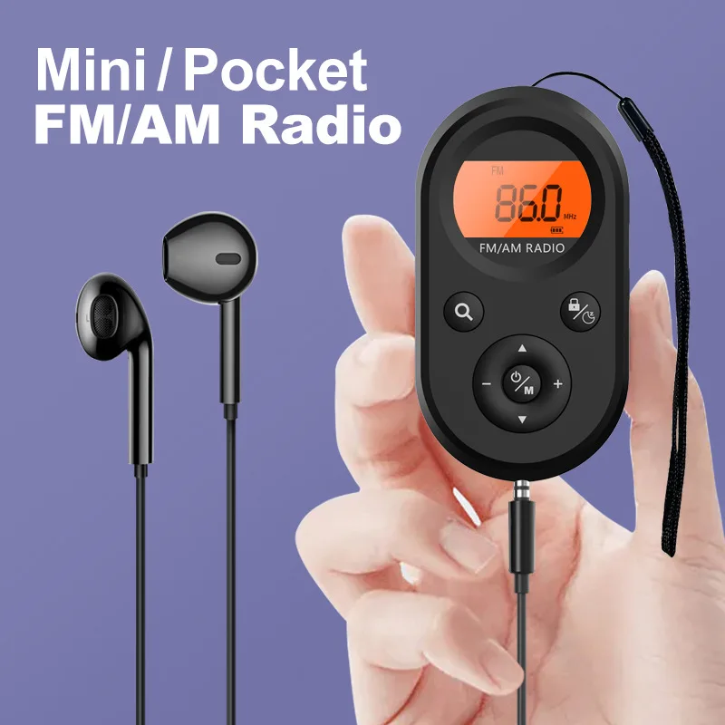Мини FM/AM радио портативный карманный 9K/10K приемник с ЖК-дисплеем подсветка