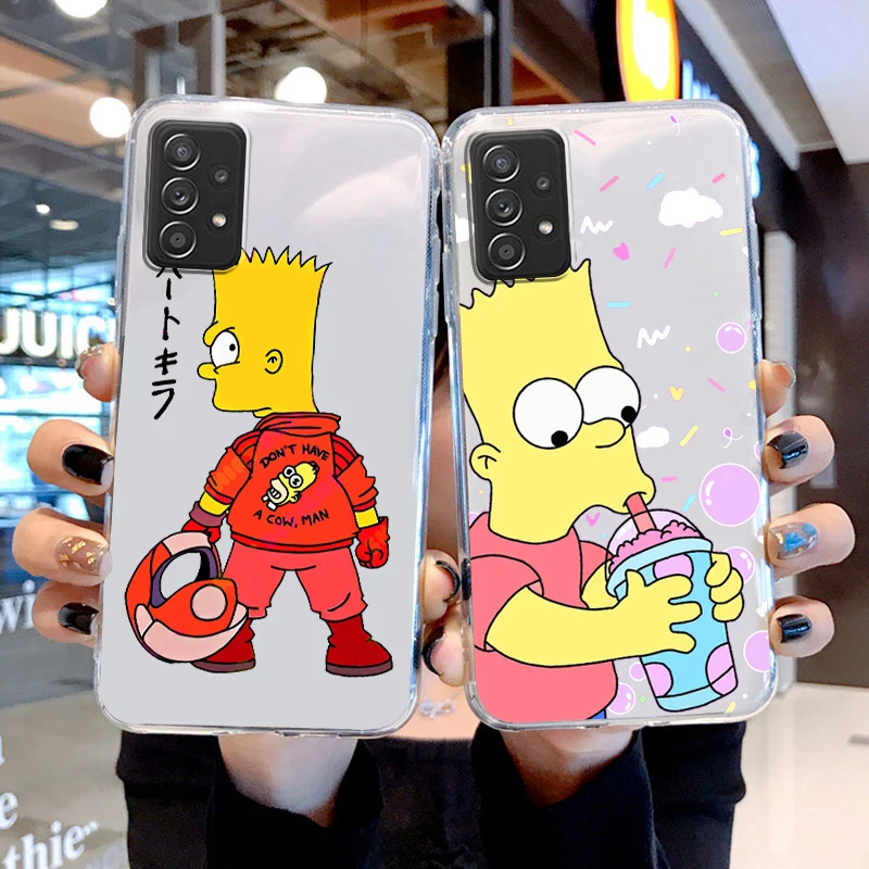 

Disney Simpsons Bart Cute Transparent Phone Case For Samsung A73 A72 A71 A53 A52 A51 A42 A33 A32 A23 A22 A21S A13 A12 A03 5G