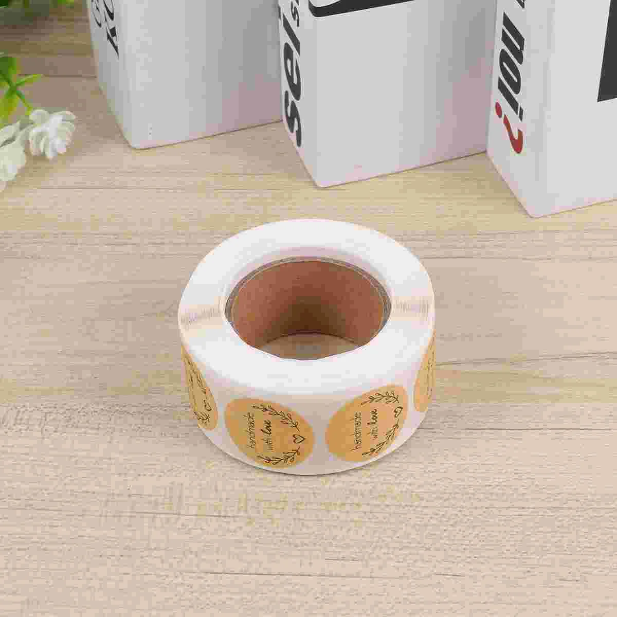 

Stickersealing Label Round Kraft Paper Baking Love Decals Roll Decorative Stickerslabels Packaging
