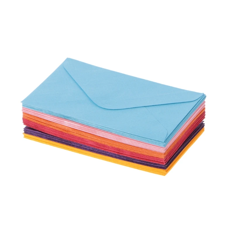 

50 Pcs Colorful Envelopes Set 6x10cm for Mail Letter Postcards Party Invitation L21B