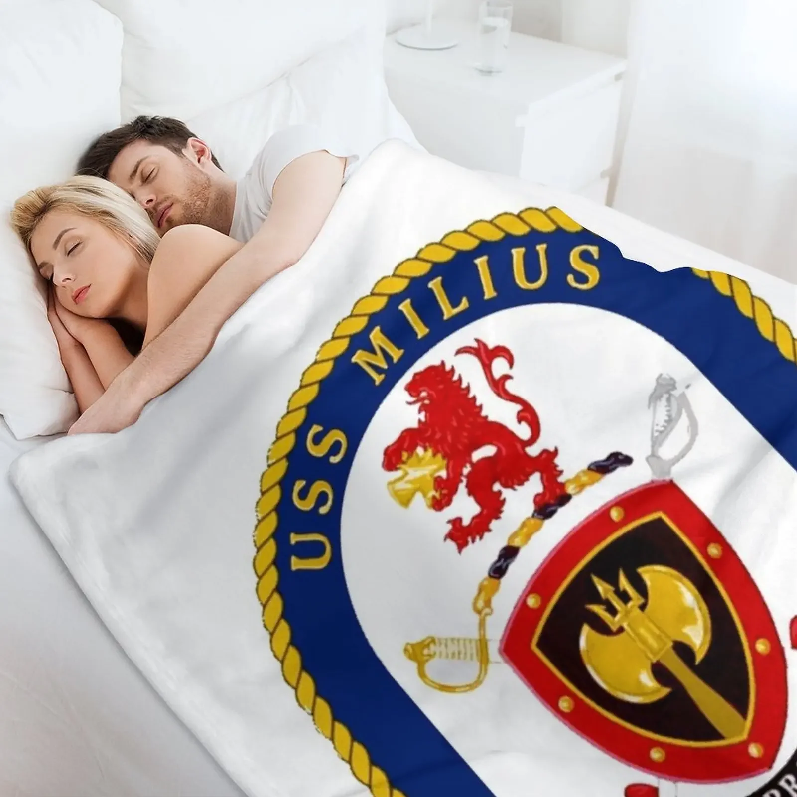 DDG-69 USS Milius Crest Плед Фланелевые дизайнерские диваны Термальные одеяла